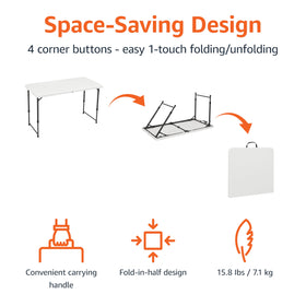 Amazon Basics folding table protective foot caps safeguard floors