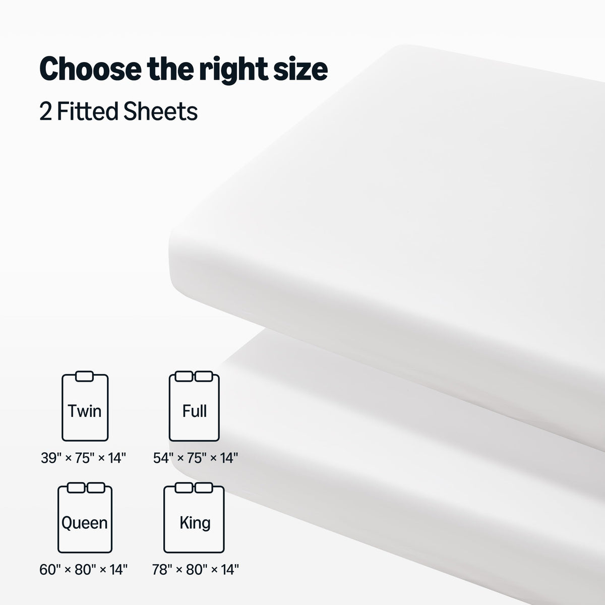Two full-size white fitted sheets in the pack
