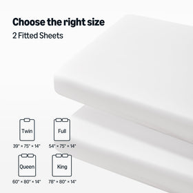 Two full-size white fitted sheets in the pack