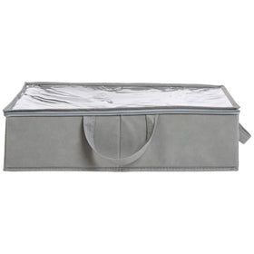 Amazon Basics gray fabric storage bag keeps seasonal items neatly stored