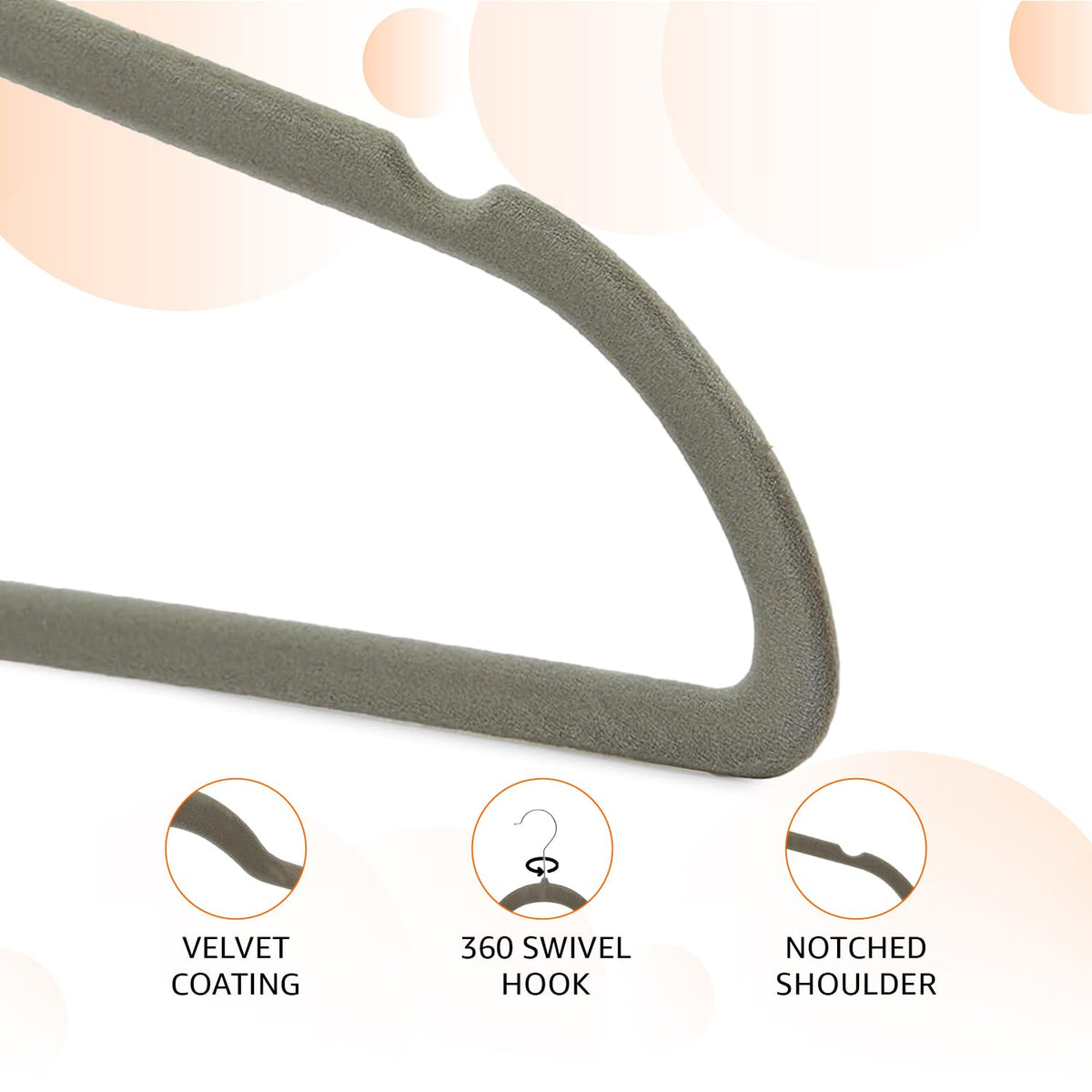 Amazon Basics gray silver hanger with notched shoulders holds garments securely.