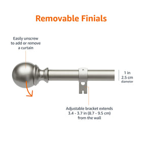 Amazon Basics heavy-duty curtain rod supports up to 22 pounds for thick drapes.