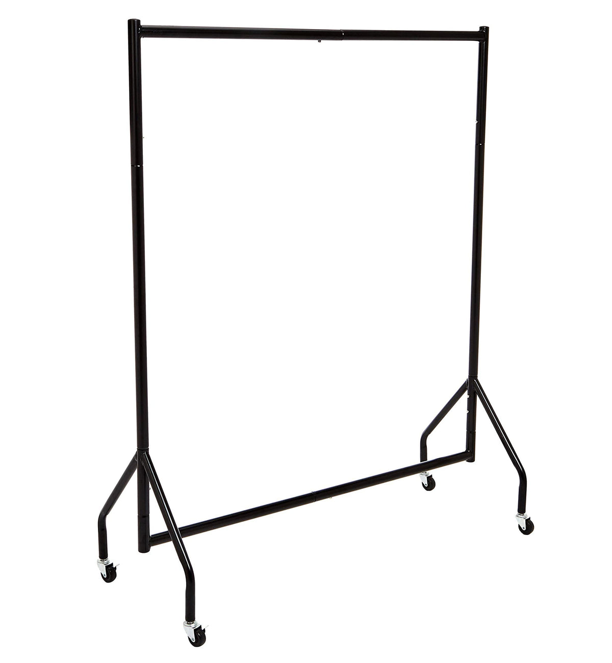 Amazon Basics garment rack front view shows a sturdy steel frame.