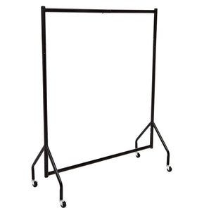 Amazon Basics garment rack front view shows a sturdy steel frame.