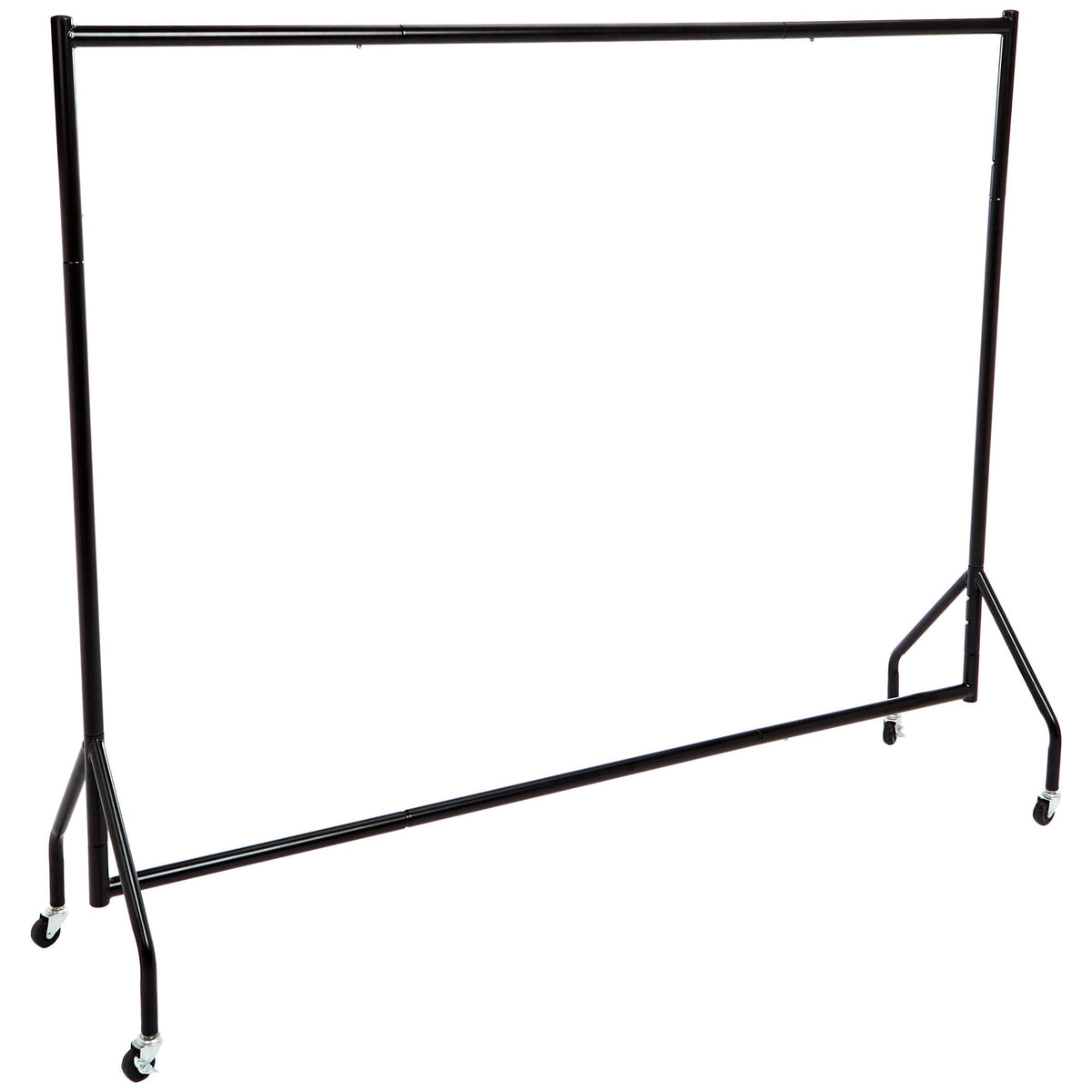 Amazon Basics heavy-duty rolling garment rack assembled for durable clothing display