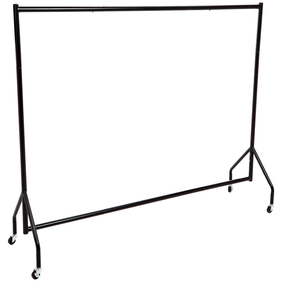 Amazon Basics heavy-duty rolling garment rack assembled for durable clothing display