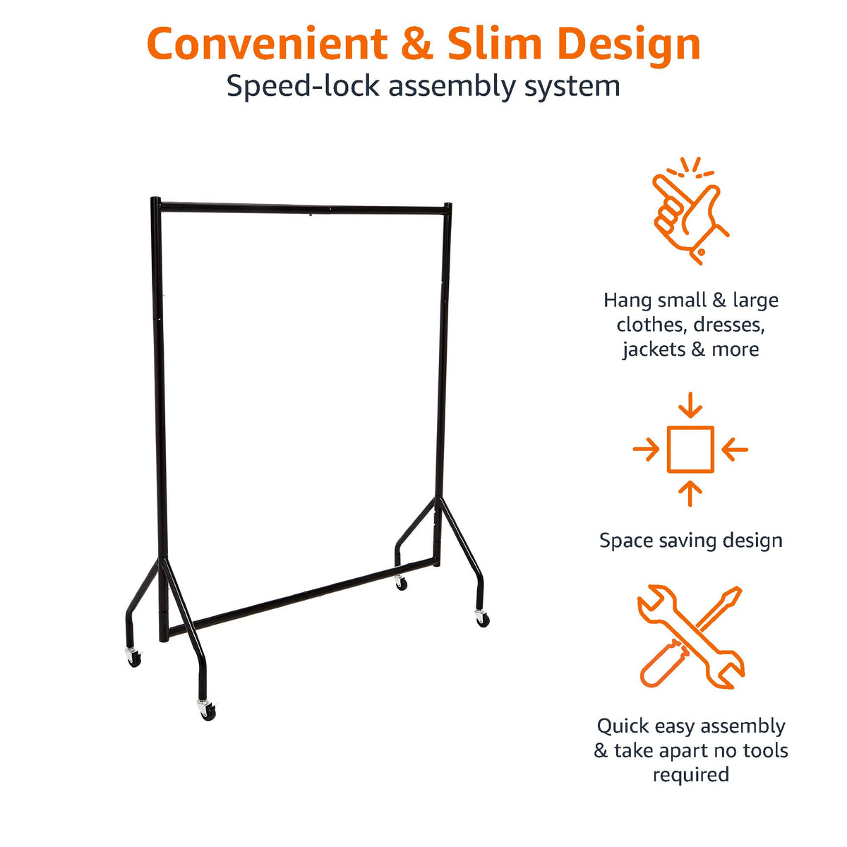 Compact 19x60x48 inch footprint suitable for small rooms.