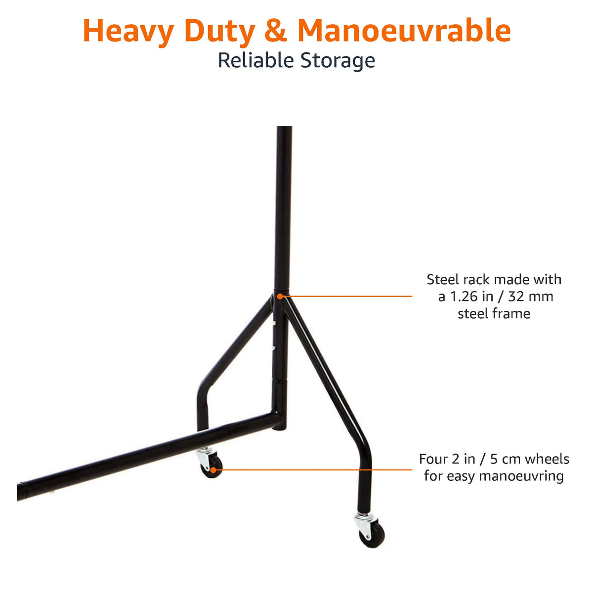 Side view highlights the tall, stable design.