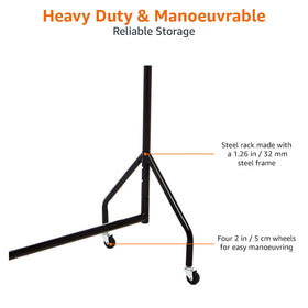 Side view highlights the tall, stable design.