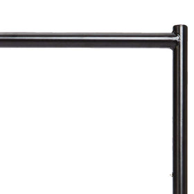 Amazon Basics garment rack organizing wardrobe or inventory efficiently