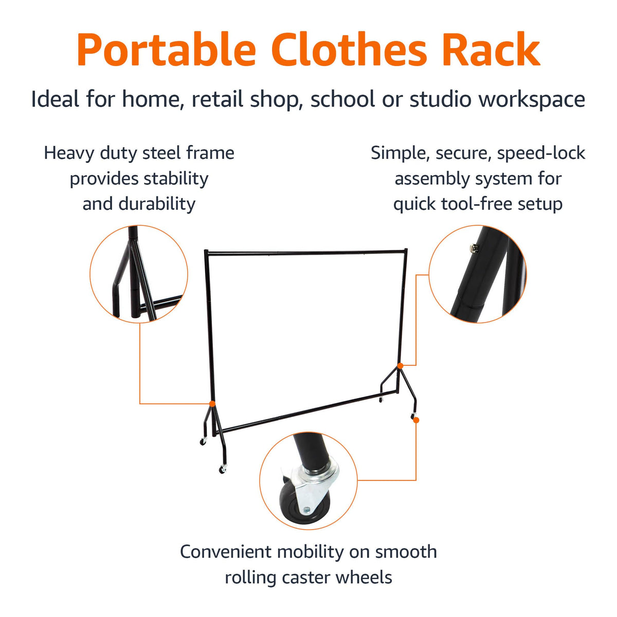 Amazon Basics garment rack showing tool-free assembly for quick setup