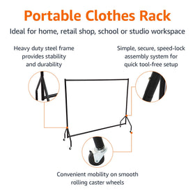 Amazon Basics garment rack showing tool-free assembly for quick setup