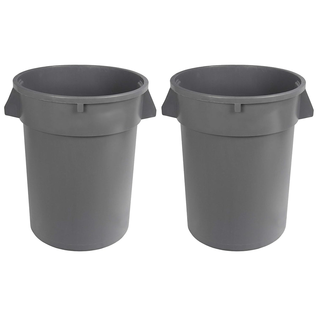 Amazon Basics heavy-duty round trash can 32-gallon grey for durable commercial use