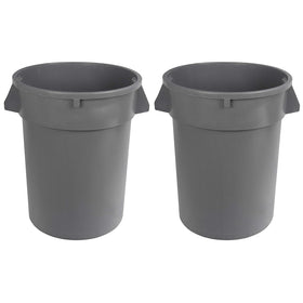 Amazon Basics heavy-duty round trash can 32-gallon grey for durable commercial use