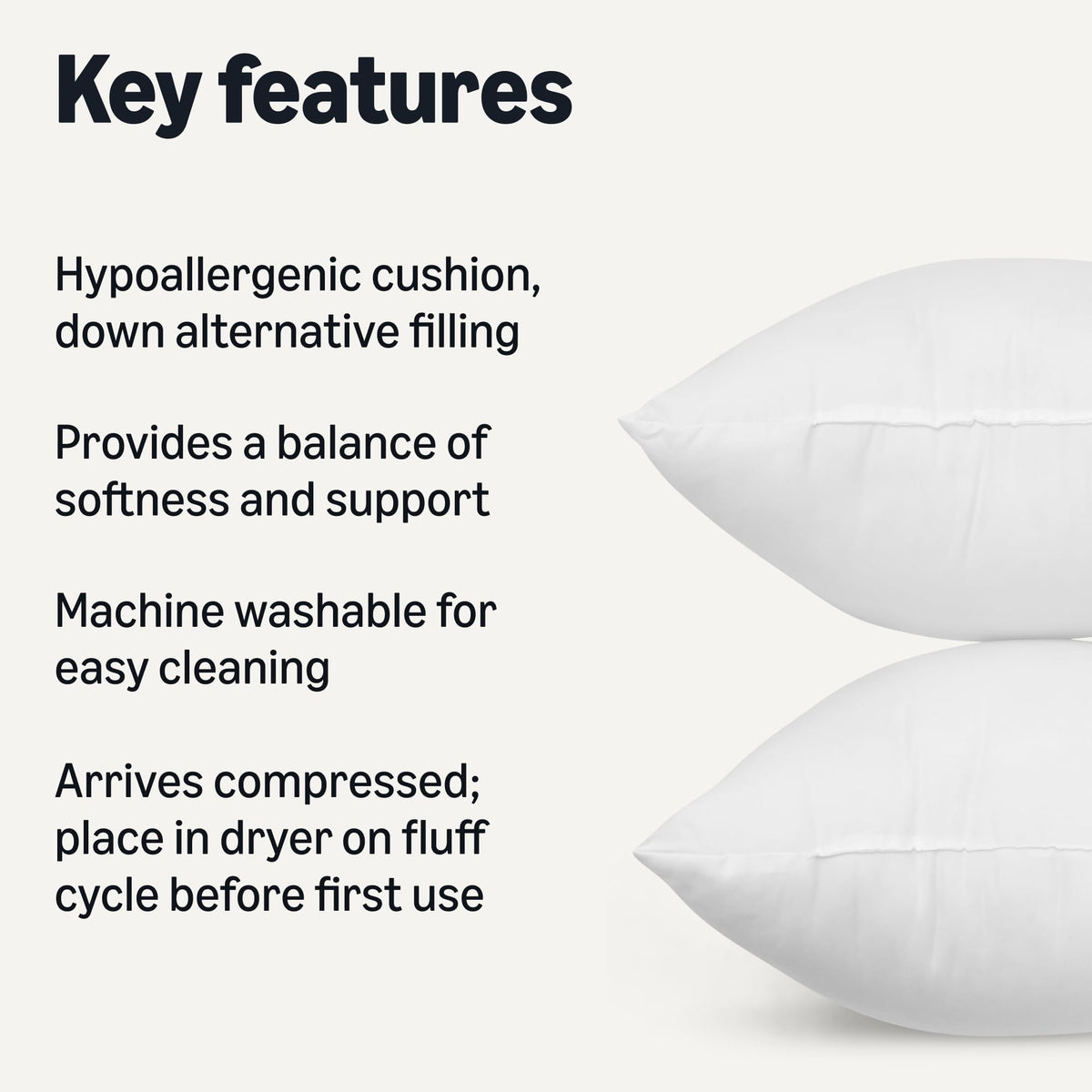Amazon Basics hypoallergenic fiberfill pillow insert soft and fluffy