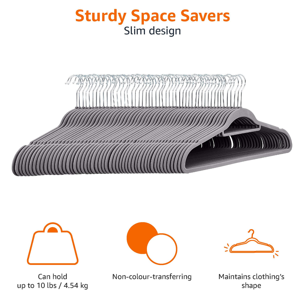 Amazon Basics center-bar hangers provide space for ties and accessories.
