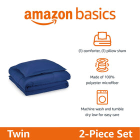 Amazon Basics navy pillow sham – plush fabric with easy-care design.