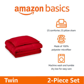 Amazon Basics pillow sham twin red complements the set with easy-care fabric.