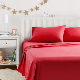 Amazon Basics Kid's Sheet Set Full Flat Sheet 81x96 for year-round comfort.