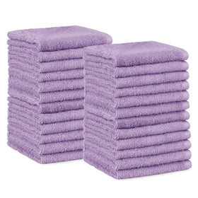 Amazon Basics Lavender washcloth, 12x12 inches, soft and fast-drying for daily use.
