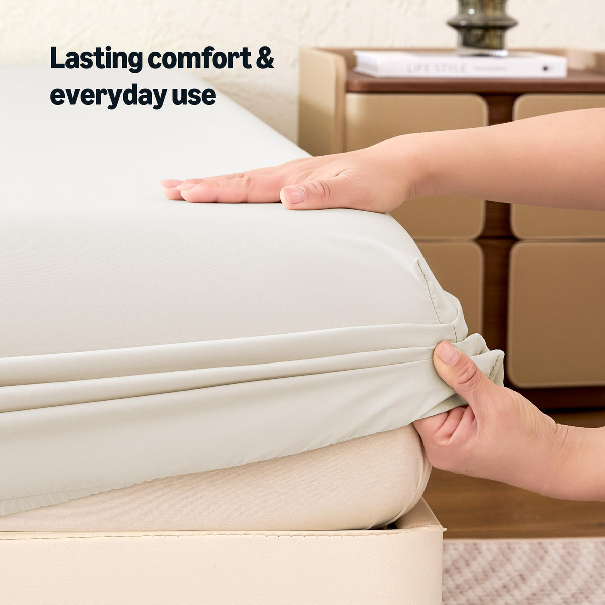 Amazon Basics king sheet being machine washed for easy care