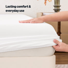 OEKO-TEX Made in Green certification label on Amazon Basics sheet packaging.