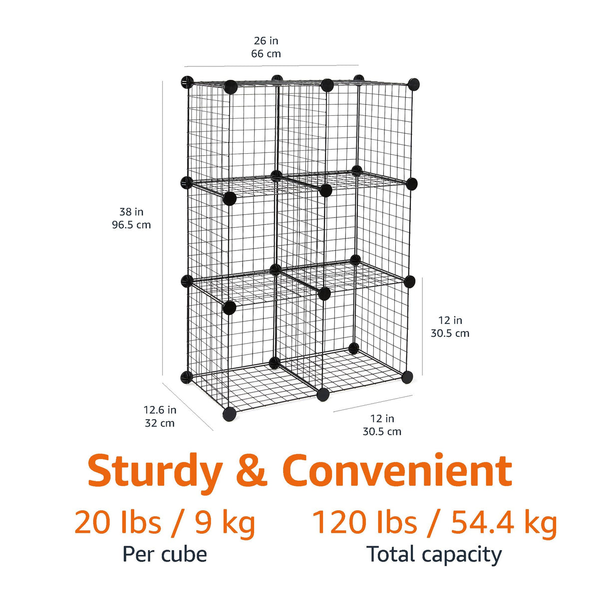 Modular stackable storage unit by Amazon Basics for flexible room layouts.