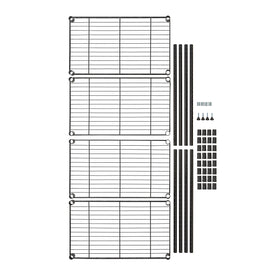 Amazon Basics versatile shelving for garage, laundry, kitchen, or workshop.