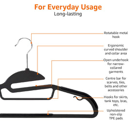 Ergonomic curved shoulder of Amazon Basics hanger reducing wrinkles