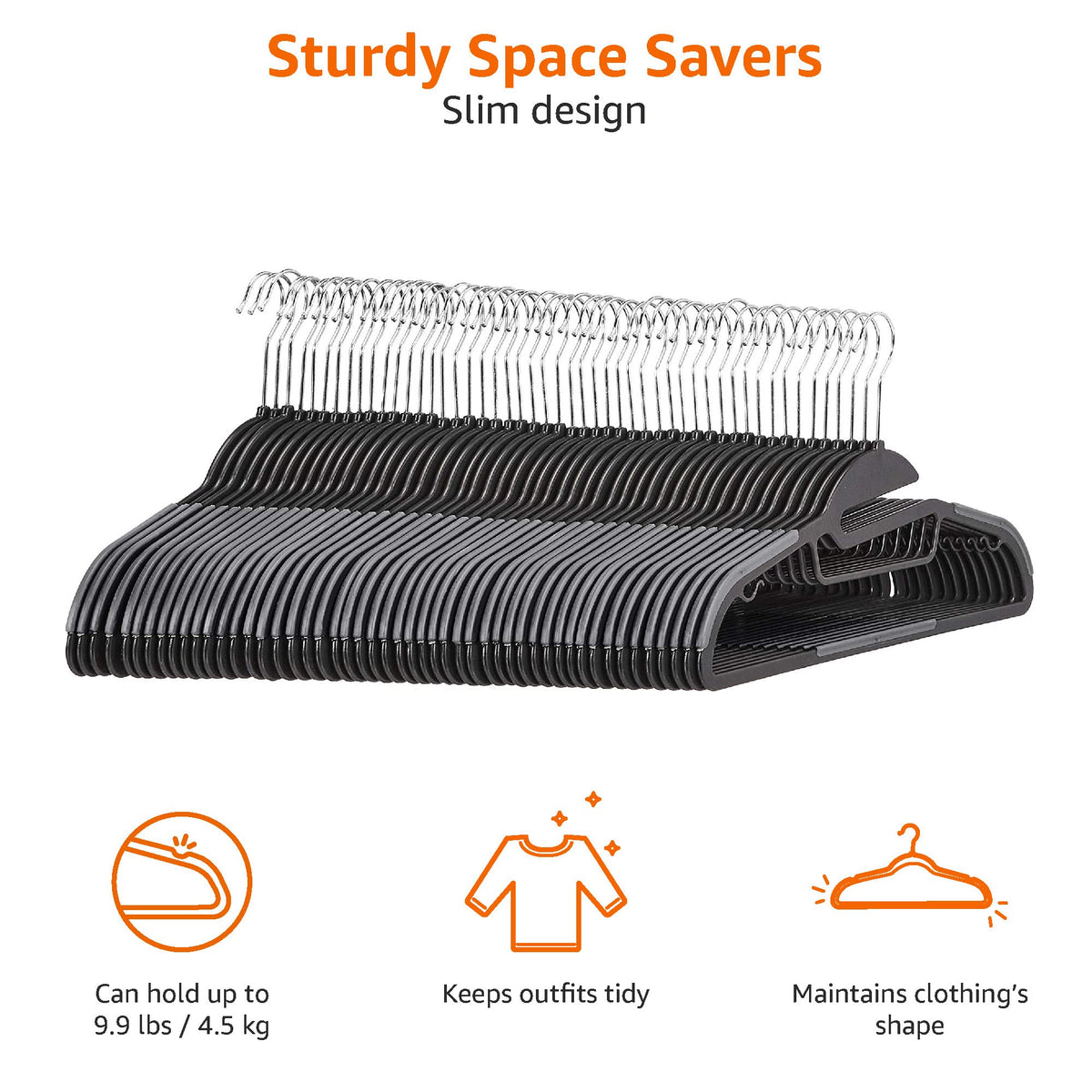 Open under-hook design of Amazon Basics hanger for easy collar loading