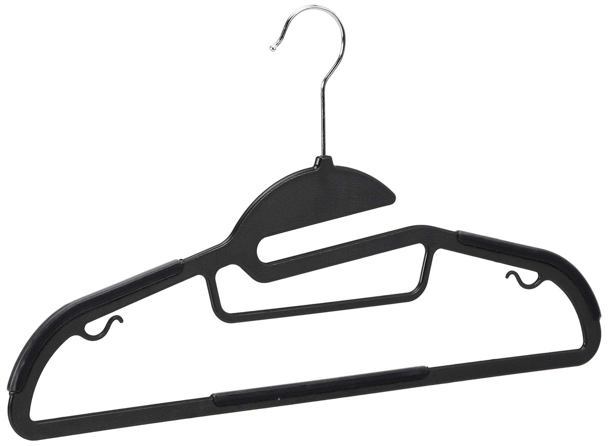 Close-up of Amazon Basics hanger with soft TPE pad gripping fabric securely
