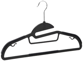 Close-up of Amazon Basics hanger with soft TPE pad gripping fabric securely