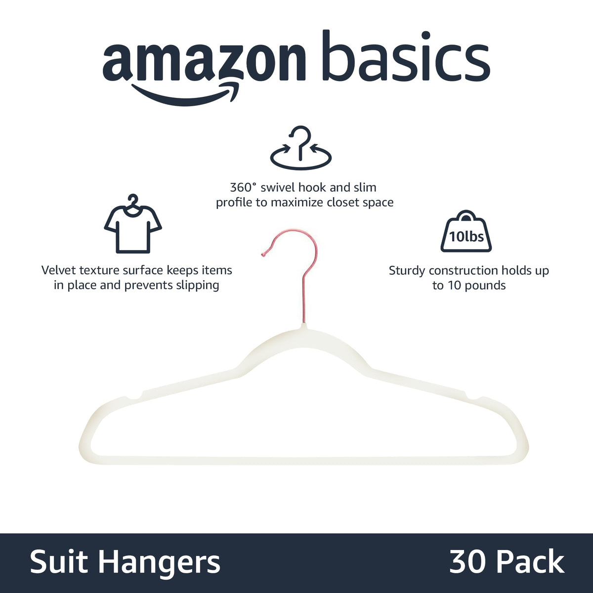 Amazon Basics velvet non-slip hangers prevent slipping and keep outfits organized