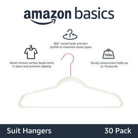 Amazon Basics velvet non-slip hangers prevent slipping and keep outfits organized