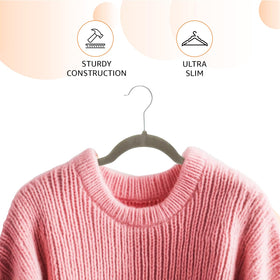 Amazon Basics velvet hanger with notched shoulders prevents slipping of delicate blouses.