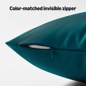 Amazon Basics teal outdoor pillow cover in a 4-pack for quick styling updates