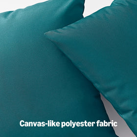 Teal textured fabric detail from Amazon Basics outdoor pillow cover
