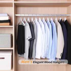 Amazon Basics hangers in white finish blend with any wardrobe and reduce clutter