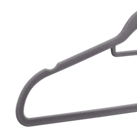 Amazon Basics hangers in dark grey coordinate with many closets.