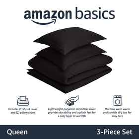 Amazon Basics pillow shams full/queen set in black keeps pillows neat.