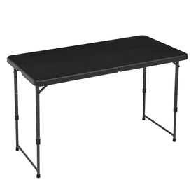 Amazon Basics portable 4 ft folding table with easy-carry handle for quick setup