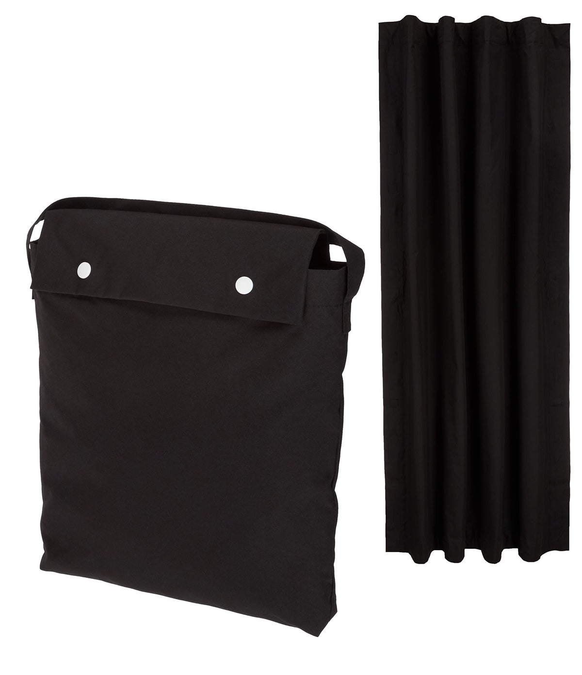 Amazon Basics portable blackout curtain with suction cups blocking sunlight for a cooler room.