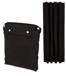 Amazon Basics portable blackout curtain with suction cups blocking sunlight for a cooler room.