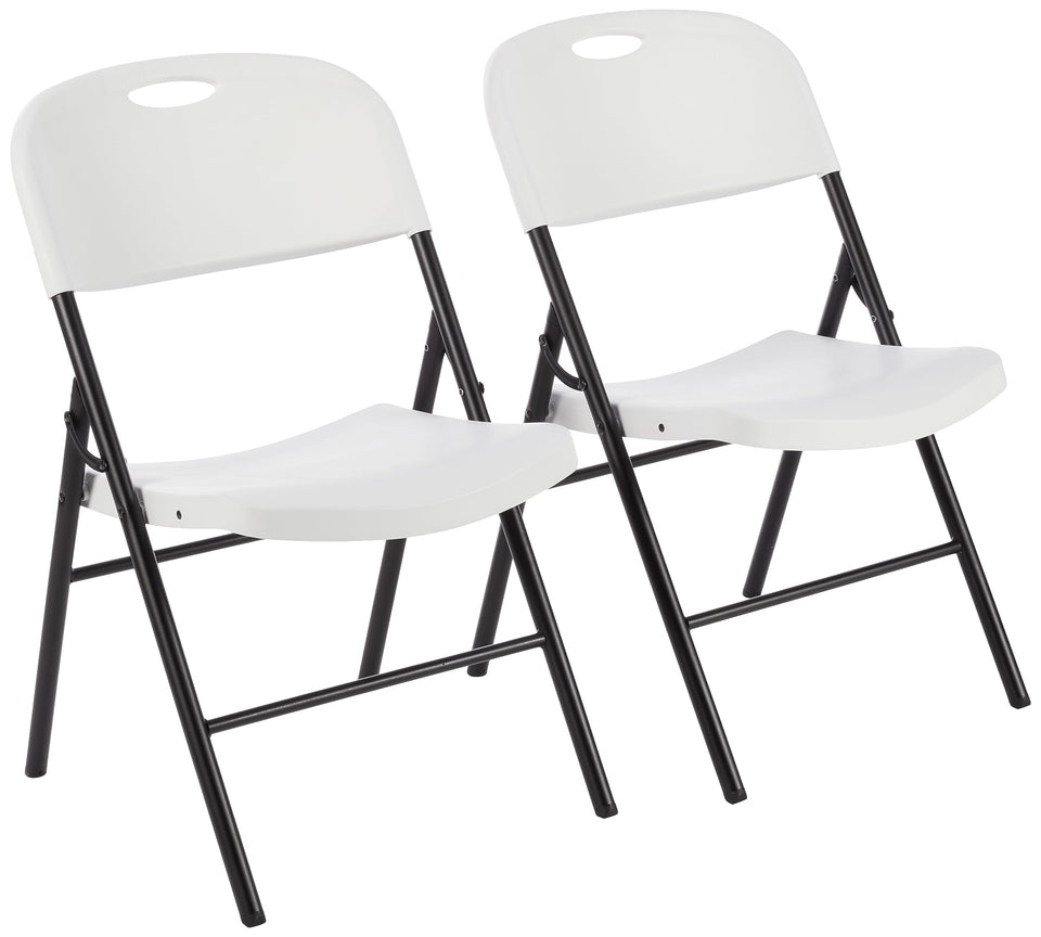 Amazon Basics portable folding chair in white offers easy transport and storage