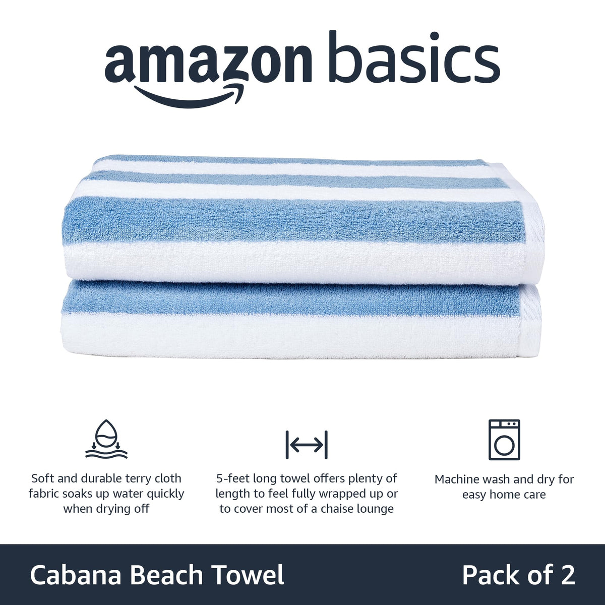Amazon Basics quick-dry towel in sky blue, great for poolside drying after a splash.