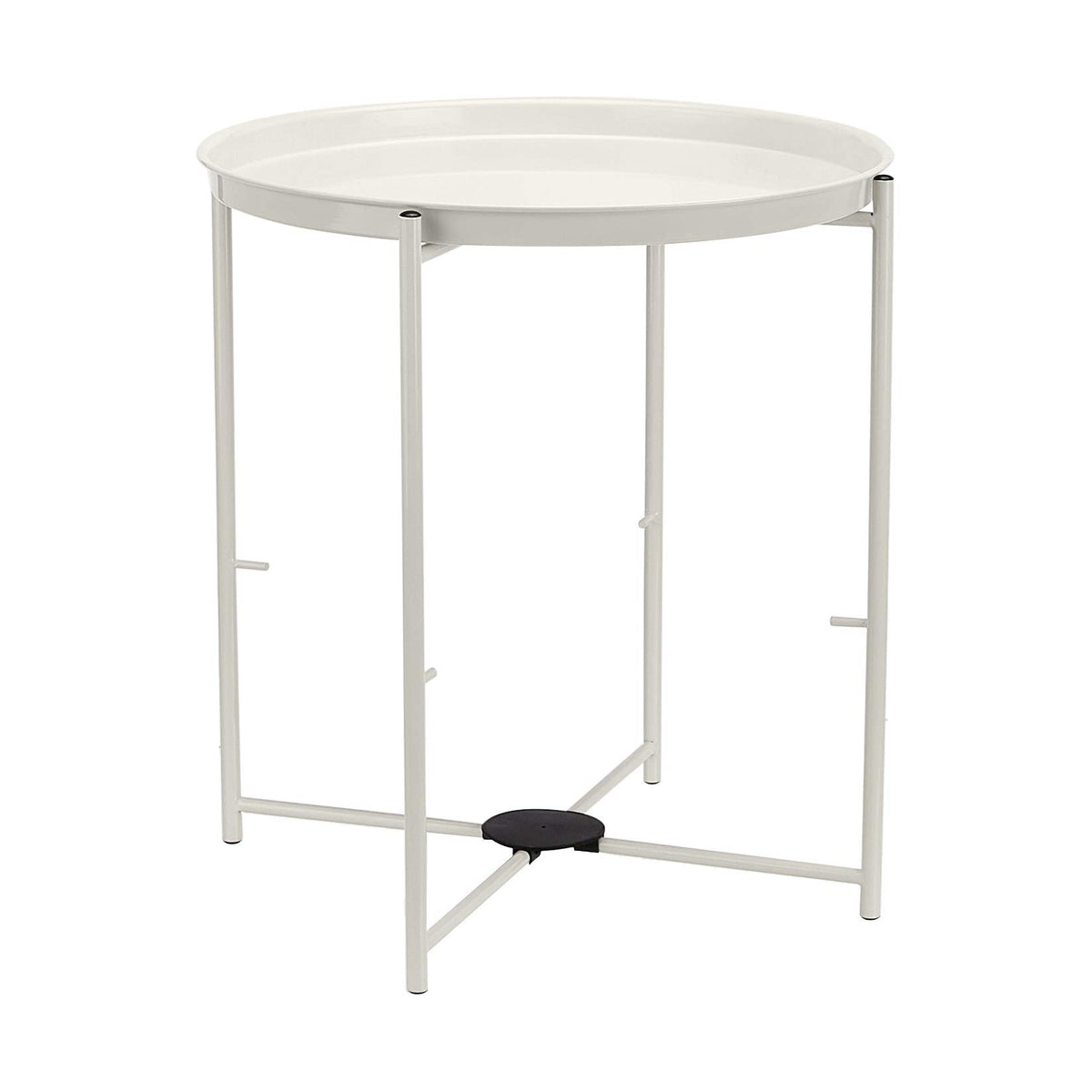 Amazon Basics end table showing fabric bin underneath for toy and blanket storage.