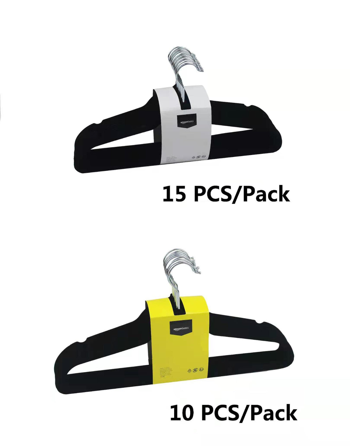 Amazon Basics slim profile hangers maximize closet space while keeping garments neatly aligned.