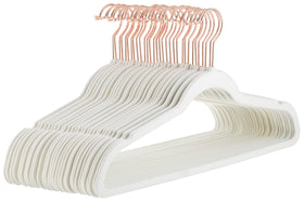 Amazon Basics slim velvet hangers keep shirts neatly hung while saving closet space