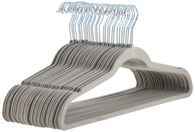 Amazon Basics slim velvet non-slip hanger keeps shirts in place.