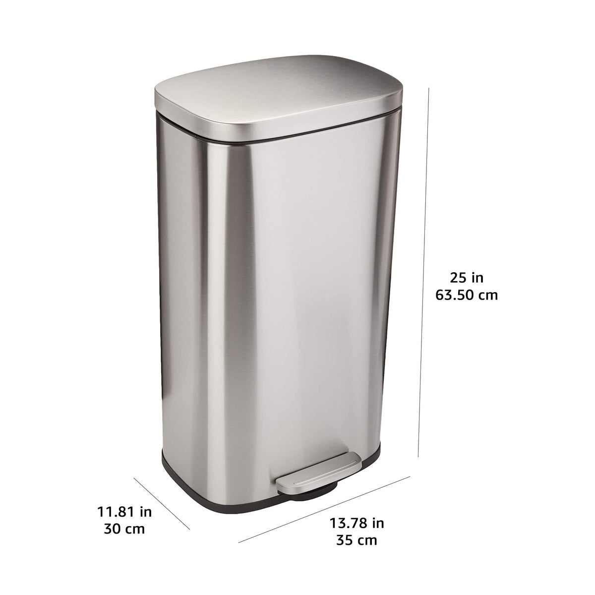 Smudge-resistant exterior of Amazon Basics trash can maintains a clean look.